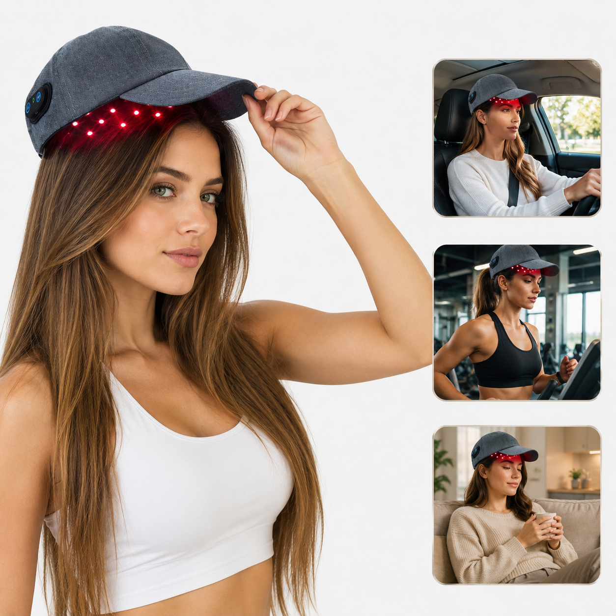 Boné LED Infravermelho para Crescimento Capilar